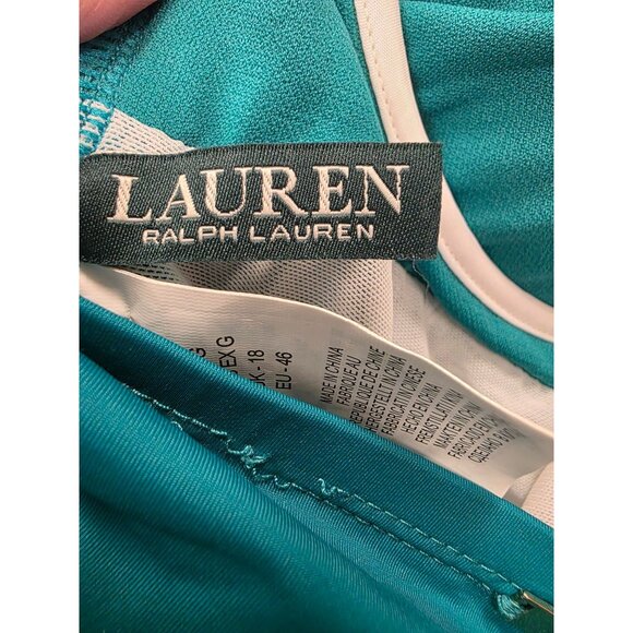 NWT One Piece Ralph Lauren Womens Slimming Fit Teal Swimsuit Sz 14 Underwire - Picture 7 of 8
